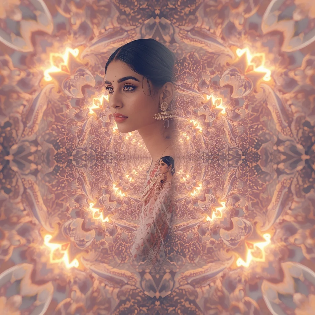 Pastel Saree Hyper Fractal Geometry Infinite Recursive Space Cinematic Viral Prompt | Prompt For Gemini Saree