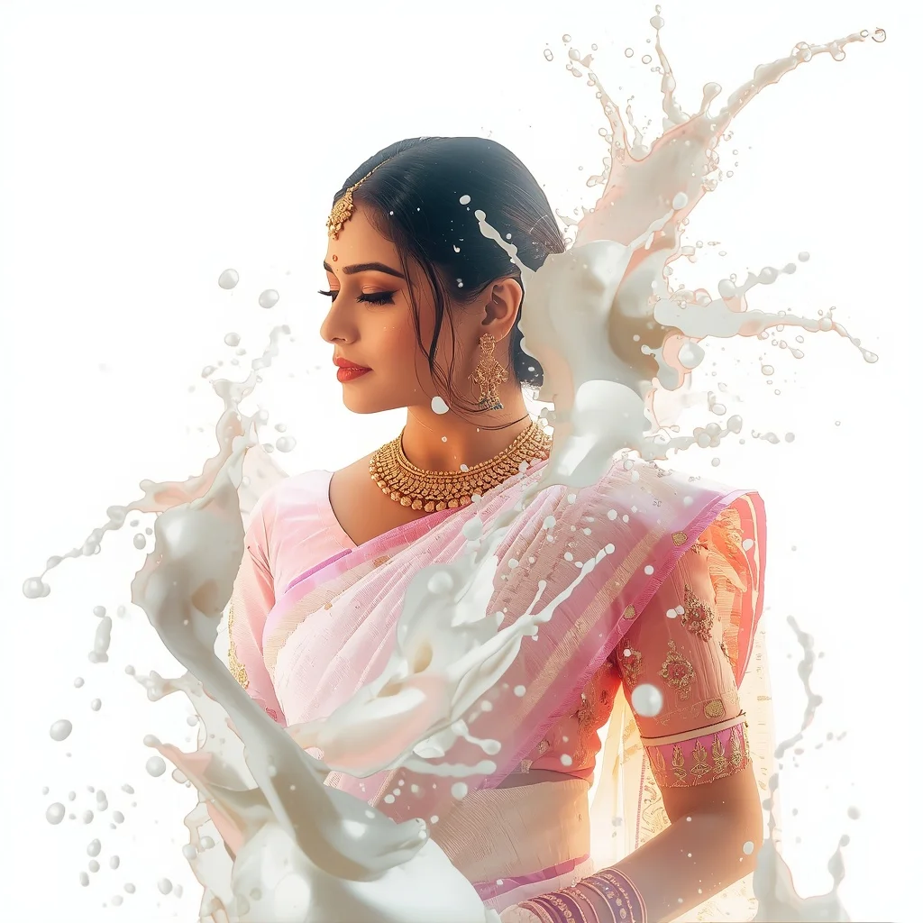 Pastel Saree Milky White Liquid Sculpture Geometry Lite Background Viral Prompt | Prompt For Gemini