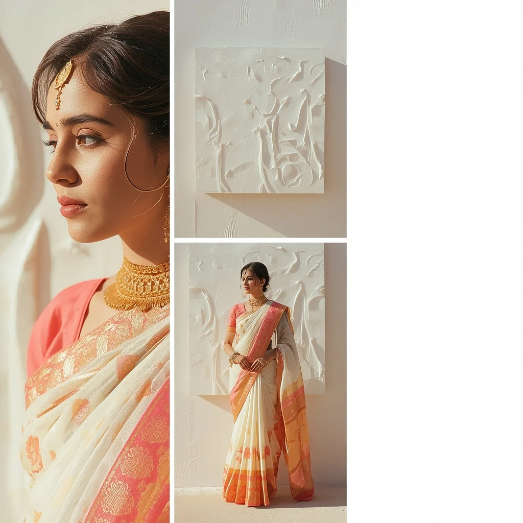Pastel Saree Minimalist Gypsum Relief Wall Lite Background Premium Prompt | Ai Art Prompt