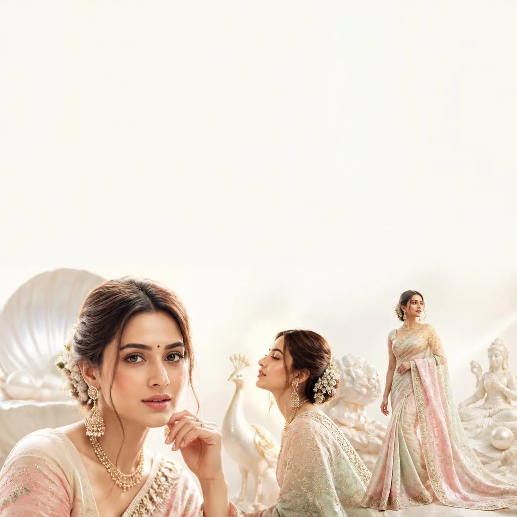 Pastel Saree Mother of Pearl Lite Background Premium Prompt | Trending Prompt In Instagram Ai Photo Girls