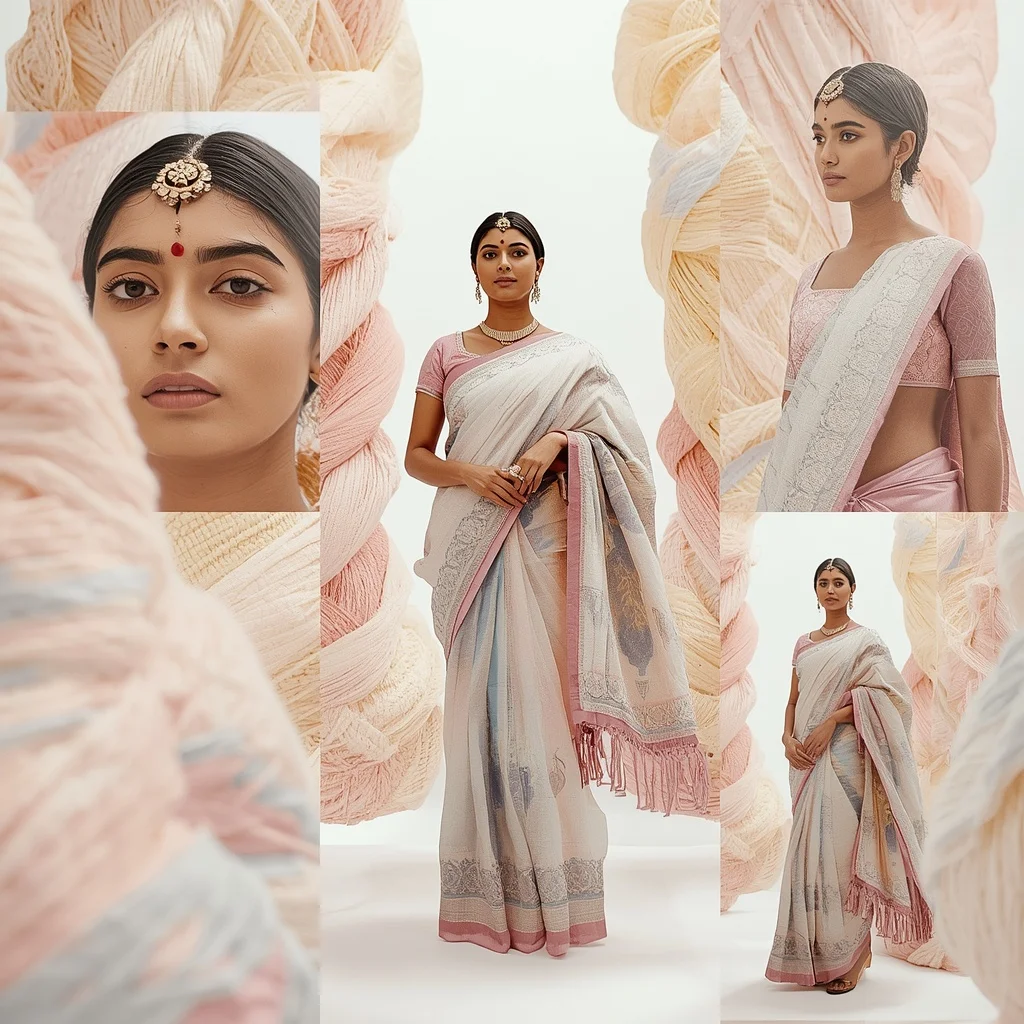 Pastel Saree Pastel Textile Sculptures Lite Background Premium Prompt | Girl Prompt