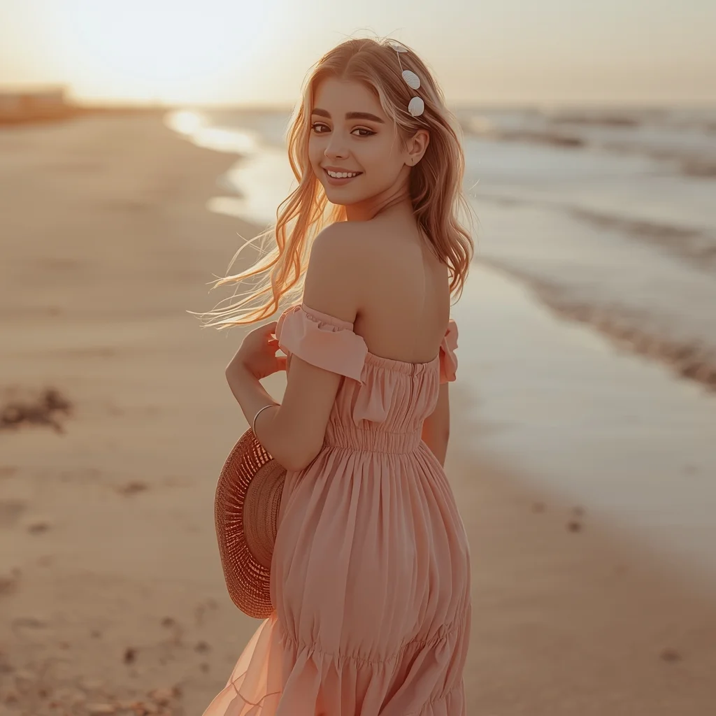 Peach Pastel Sunset Beach Influencers Vibes 2026 | Pixar Style Ai Prompt