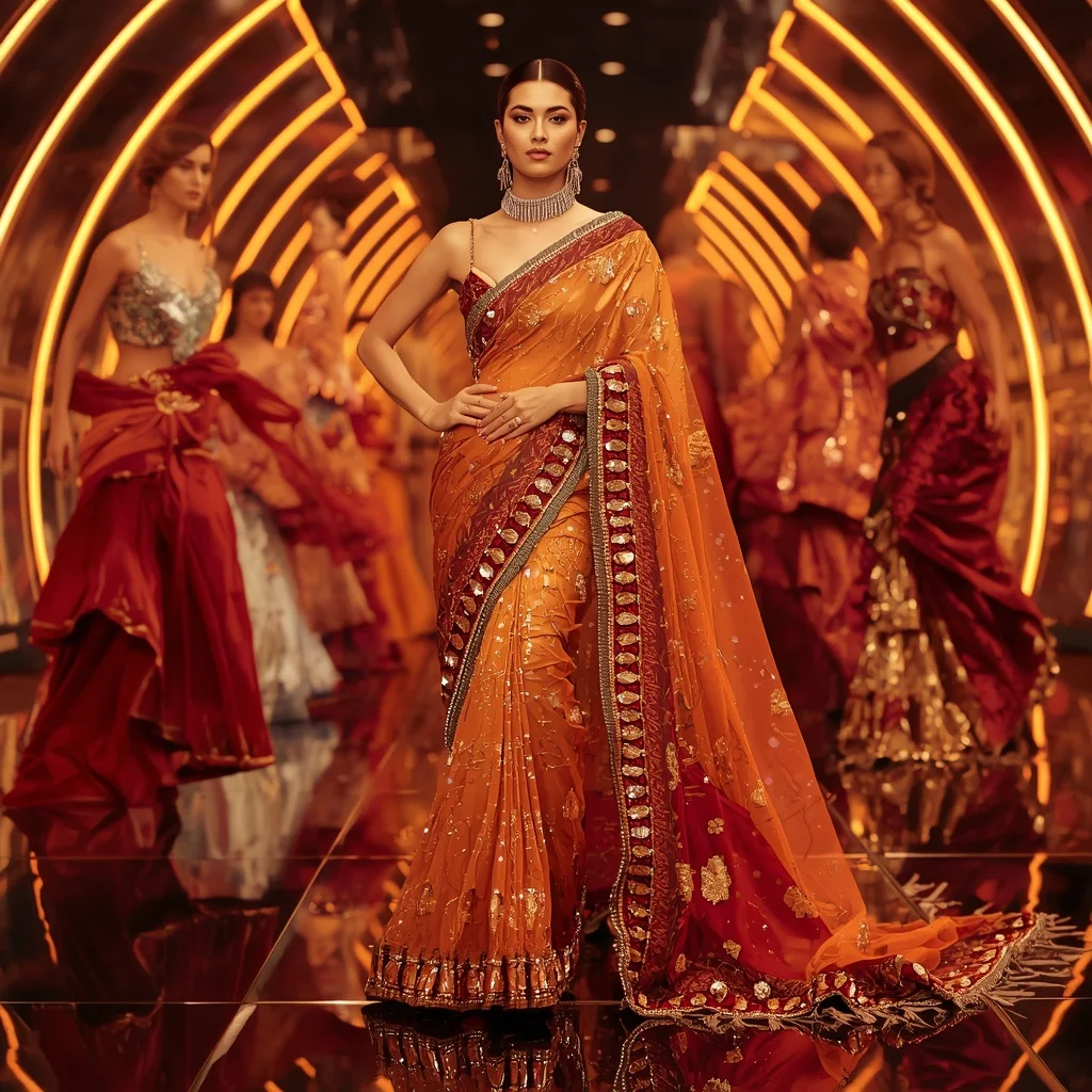Phoenix Prism Queen Saree with Curved Flame Galaxy Hall | Prompt For Girls Trending