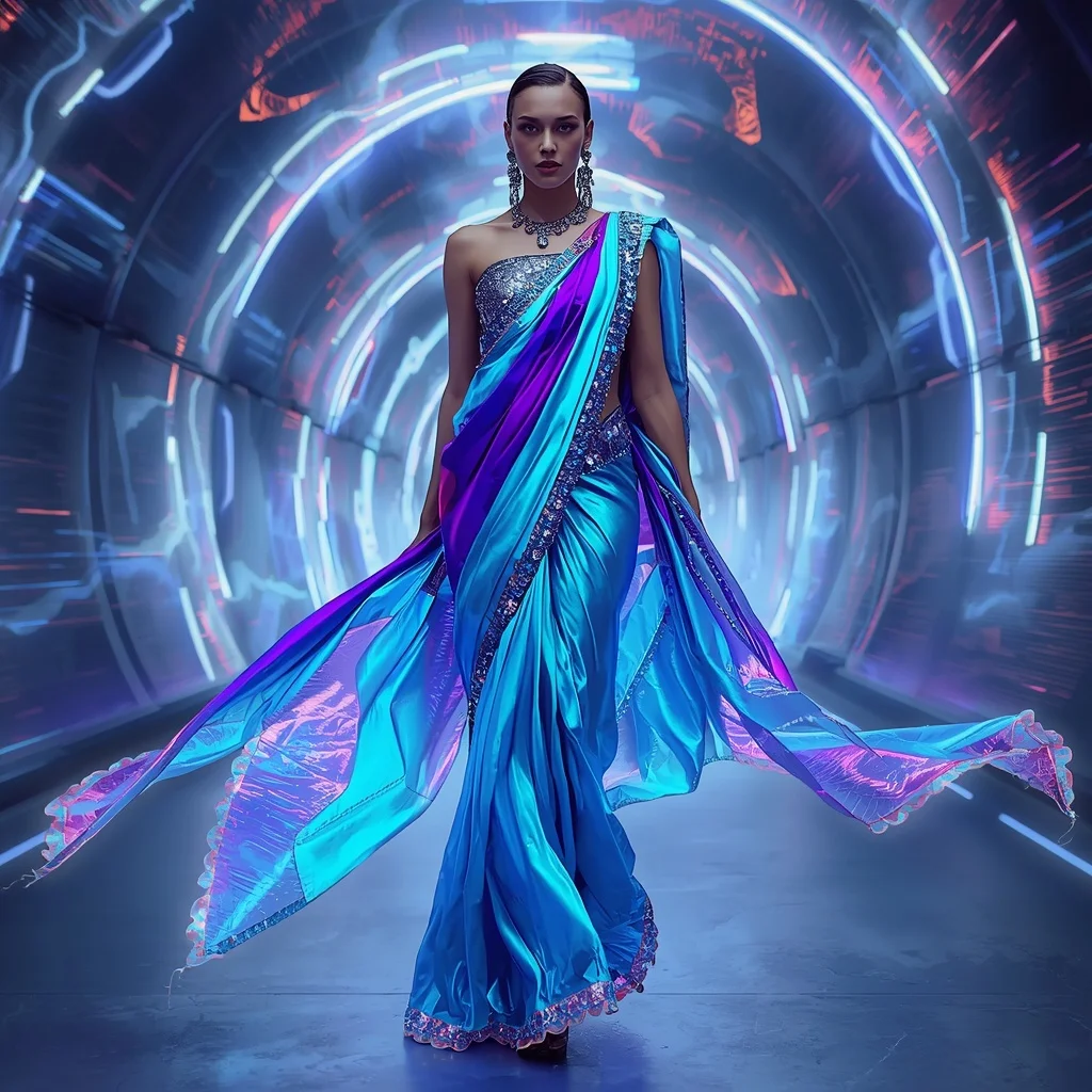 Plasma Silk Wave Saree with Energy Vortex Tunnel | Prompt Trending Girl 2026
