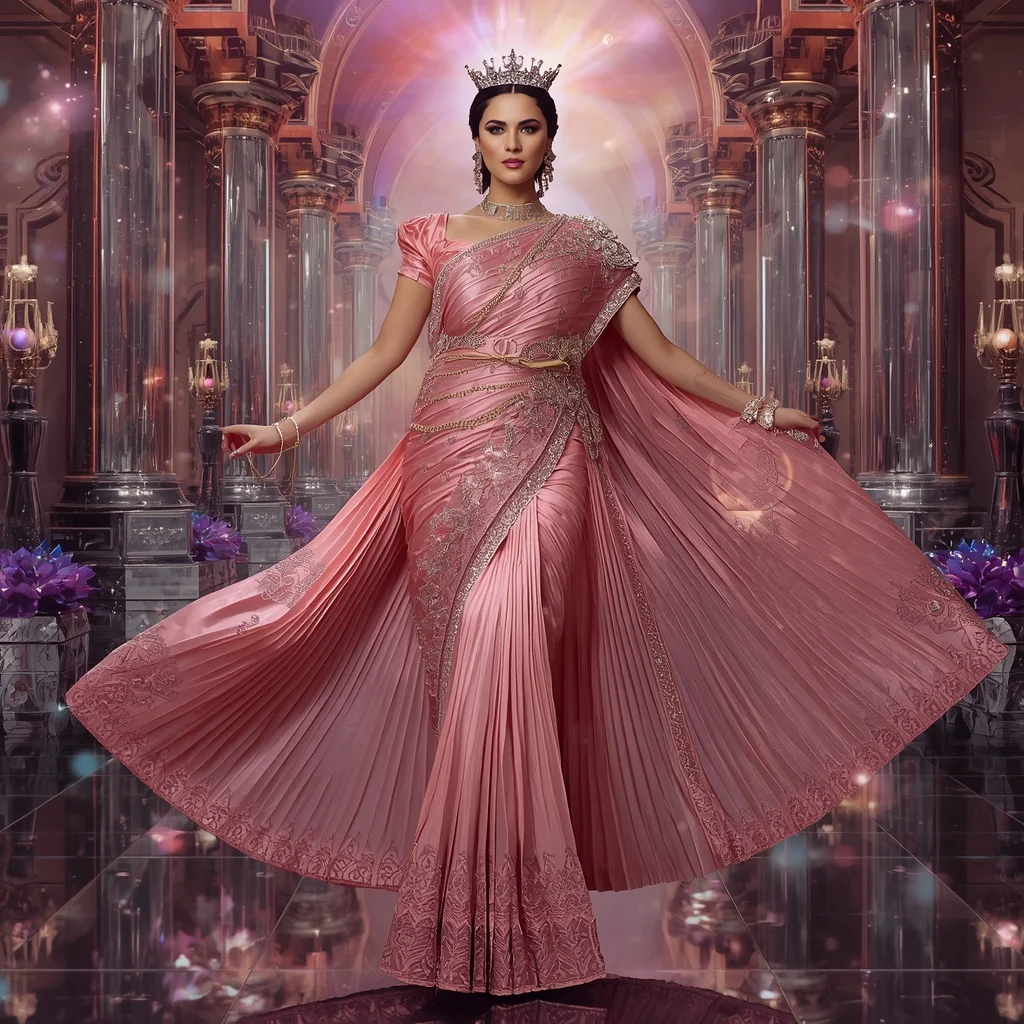 Rose Eclipse Empress Saree with Quantum Jewel Velvet Aurora Empire | Flux Ai Prompt Copy Paste