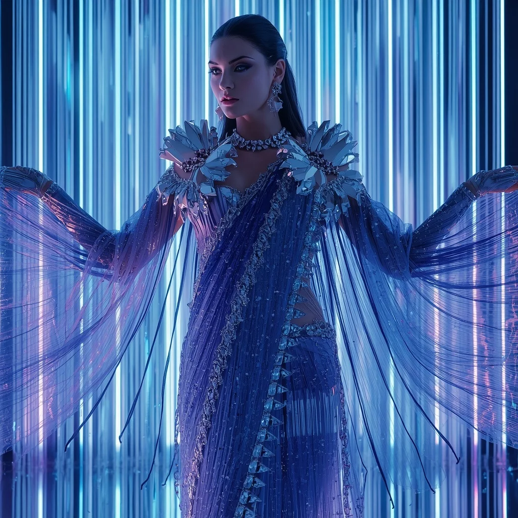 Sapphire Eclipse Crystal Saree with Infinity Prism Aurora Palace