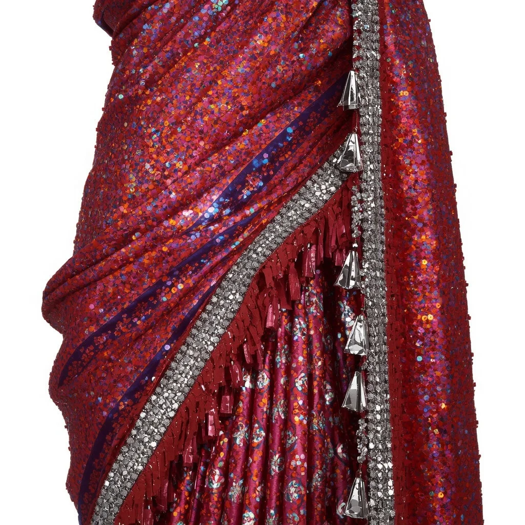 Sapphire Flame Queen Saree with Neon Lava Infinity Temple | Prompt Seen Girl Photo Editing Trending Instagram