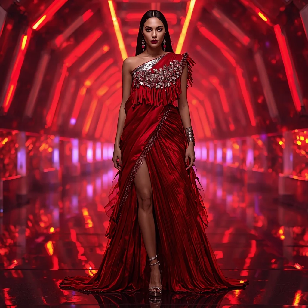 Scarlet Nova Abyss Infinity Armor Saree with Quantum Rift Engine Tunnel Core Collapse Field System Nexus | Instagram Highlight Cover Ai Prompt