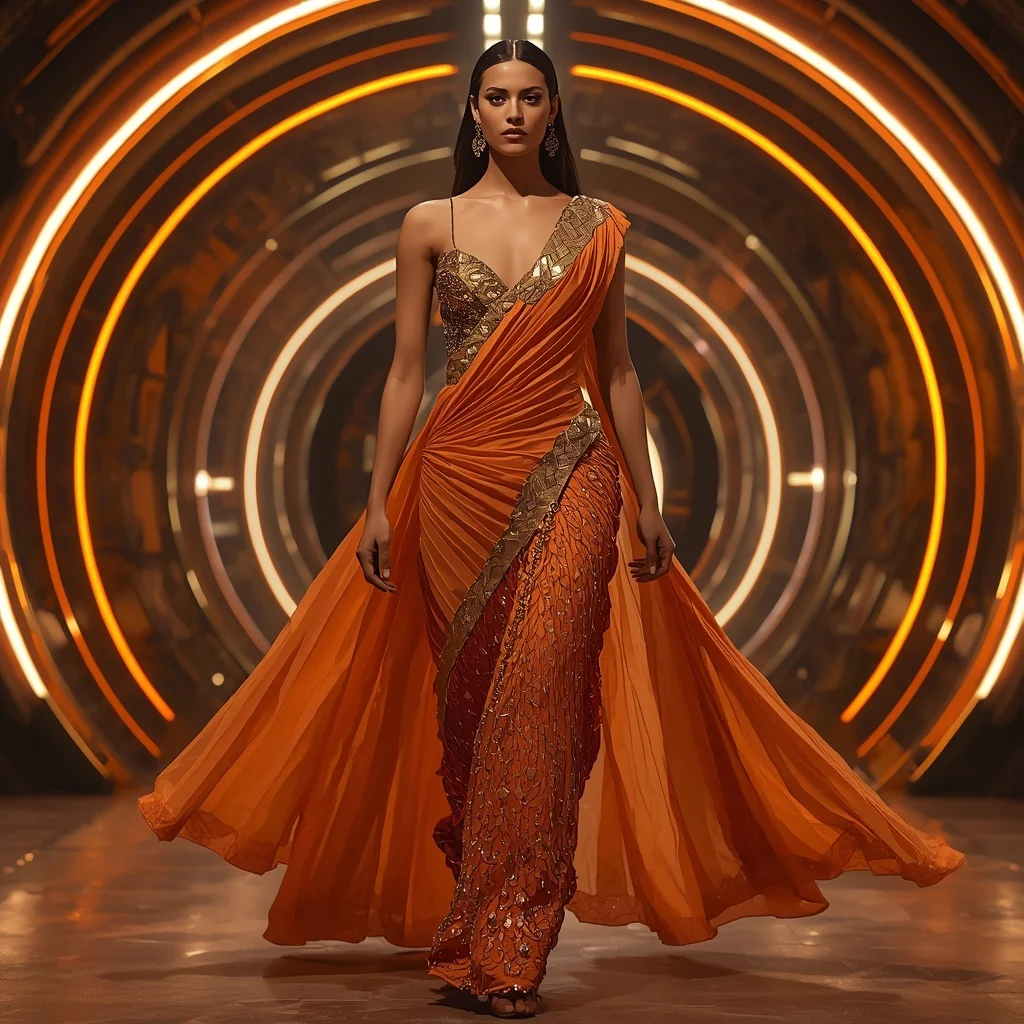 Solar Ember Inferno Zenith Apex Armor Saree with Curved Firestorm Quantum Dome Reactor Hall Nexus Core System Engine | New Instagram Trend Prompt For Girl Aesthetic