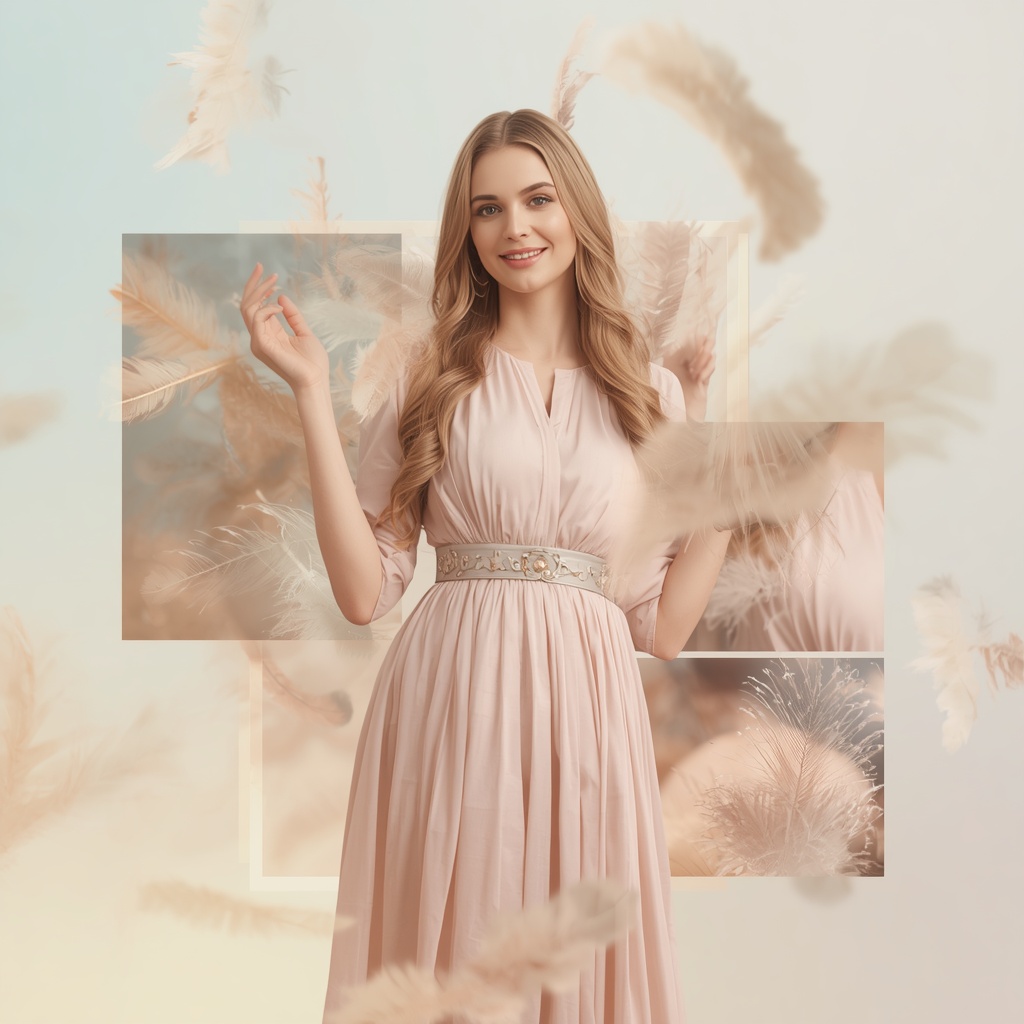 Traditional Western Dress Feather Soft Collage Dream Cinematic | Happy Ai Prompt