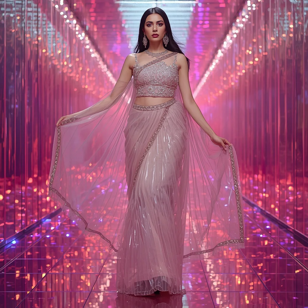 Transparent Jelly Crystal Saree with Infinity Candy Hall | Prompt For Gemini Girl In Saree Instagram In English