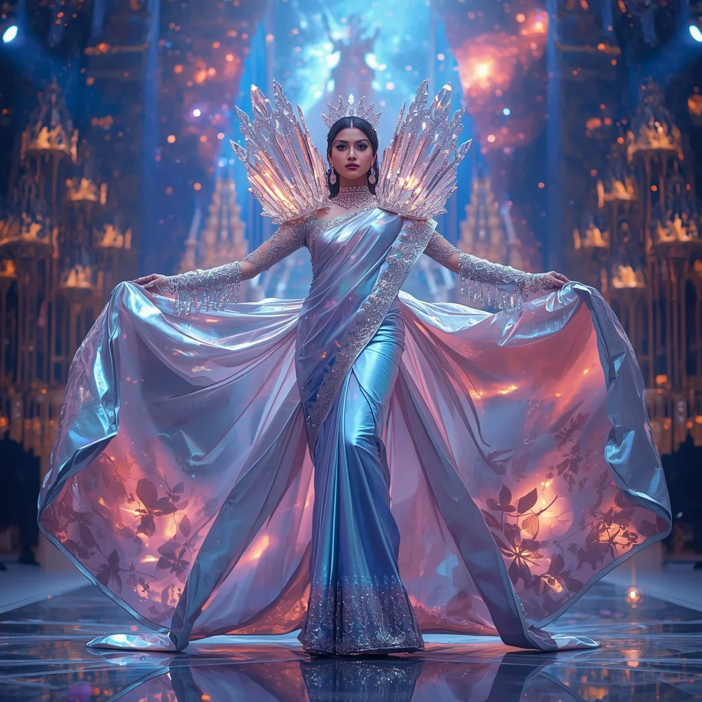 Ultra Luxury Crystal Infinity Crown Cathedral Saree with Eternal Cosmic Royal Empire | Fitness Model Ai Prompt