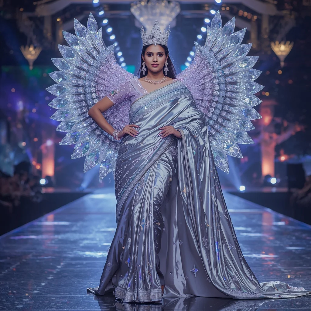Ultra Luxury Crystal Infinity Diamond Crown Saree with Eternal Multiverse Royal Empire | Motivation Ai Prompt