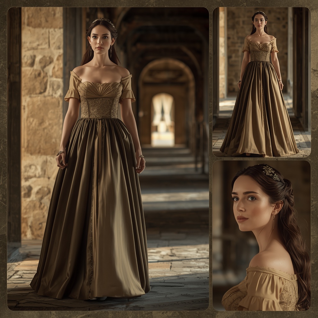 Western Traditional Dress Castle Corridor Collage Luxury Cinematic | Instagram Model Ai Prompt