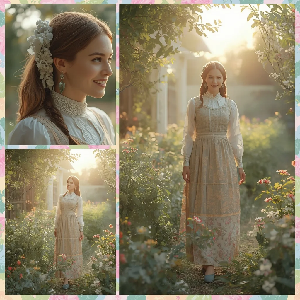 Western Traditional Dress Cottage Garden Collage Dream Cinematic | Festival Prompt